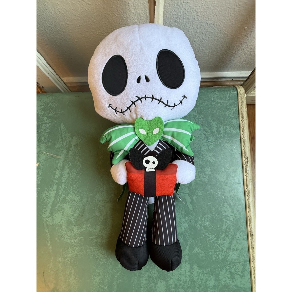 Jack & Sally Nightmare Before Christmas Plush Doll W Red Present 18in Disney